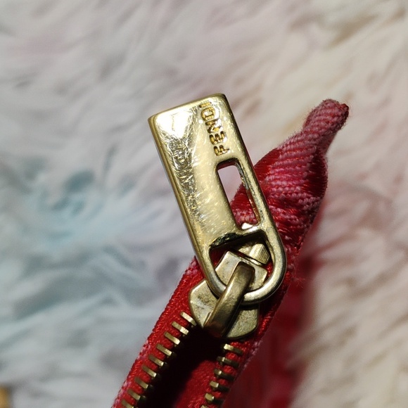 SALE! Authentic FENDI Vintage Zucchino Hand Bag Purse Canvas/Leather Pink/Red - Picture 13 of 14